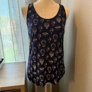 Navy Blue Hot Air Balloon Print Tank Top, small